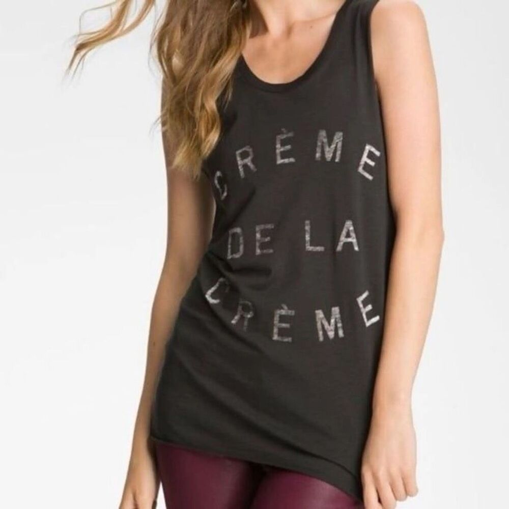 Zoe Karssen Crème de la Crème Graphic Tank Top Black Cotton Modal Size Large EUC